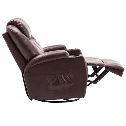 MCombo Manual Swivel Glider Rocker Recliner Chair with Massage and Heat for Adult, Cup Holders, USB Ports, 2 Side Pockets 8031,8041