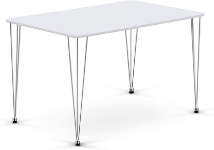 Mcombo Modern Wood White Dining Table for 4/6 Hairpin Computer Desk Kitchen Dining Room Table Leisure Coffee Table, 47.5 x 30 x 29inch 6090-Lilac-DT