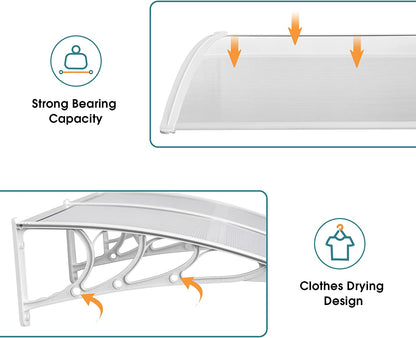 MCombo 40"×40", 40"×80" ,or 40"×120" Window Awning Outdoor Polycarbonate Front Door Patio Cover Garden Canopy 6055-4040/4080/4012