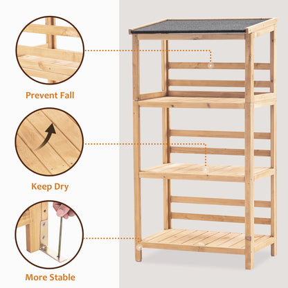 Outdoor Wood Garden Shelf with Roof, 1333