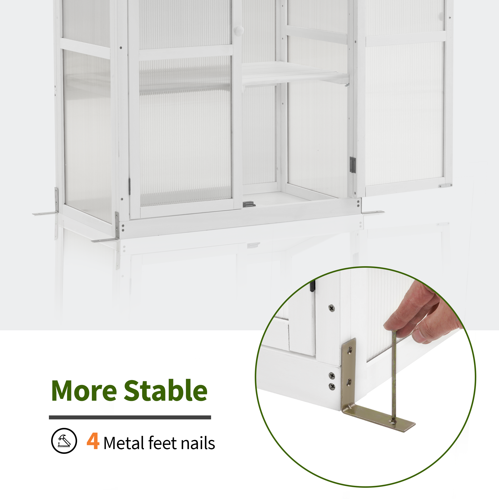 MCombo Greenhouse Wooden Cold Frame Greenhouse, Garden Portable Mini Greenhouse Cabinet, Raised Flower Planter Shelf Protection for Outdoor Indoor Use, 0760