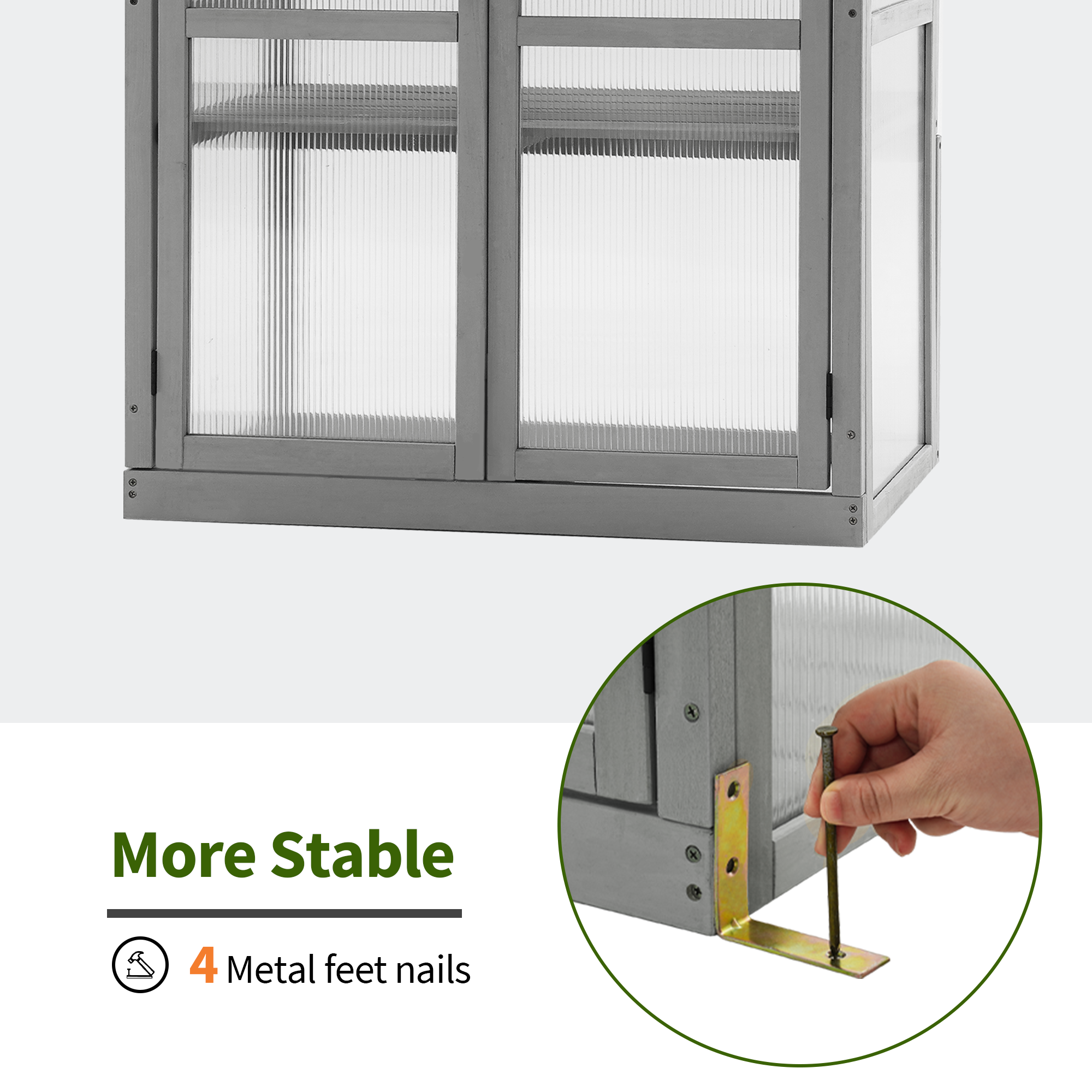 MCombo Greenhouse Wooden Cold Frame Greenhouse, Garden Portable Mini Greenhouse Cabinet, Raised Flower Planter Shelf Protection for Outdoor Indoor Use, 0760