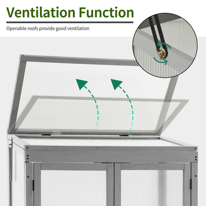 MCombo Greenhouse Wooden Cold Frame Greenhouse, Garden Portable Mini Greenhouse Cabinet, Raised Flower Planter Shelf Protection for Outdoor Indoor Use, 0760