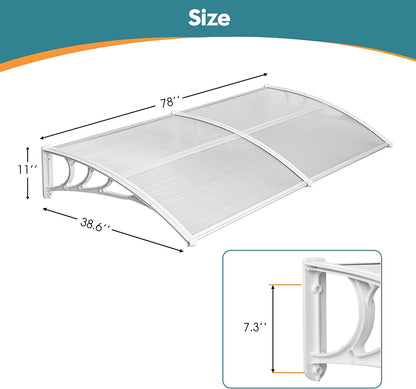 MCombo 40"×40", 40"×80" ,or 40"×120" Window Awning Outdoor Polycarbonate Front Door Patio Cover Garden Canopy 6055-4040/4080/4012