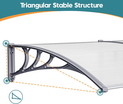 MCombo 40"×40", 40"×80" ,or 40"×120" Window Awning Outdoor Polycarbonate Front Door Patio Cover Garden Canopy 6055-4040/4080/4012