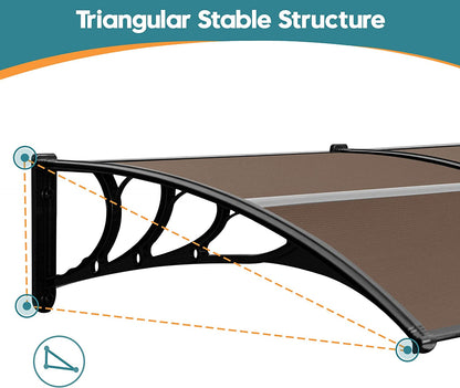 MCombo 40"×40", 40"×80" ,or 40"×120" Window Awning Outdoor Polycarbonate Front Door Patio Cover Garden Canopy 6055-4040/4080/4012