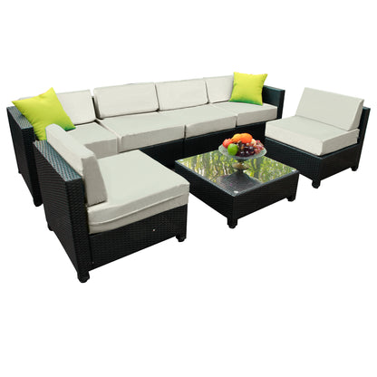 7PC Patio Rattan Wicker Furniture Sectional Sofa, 1007