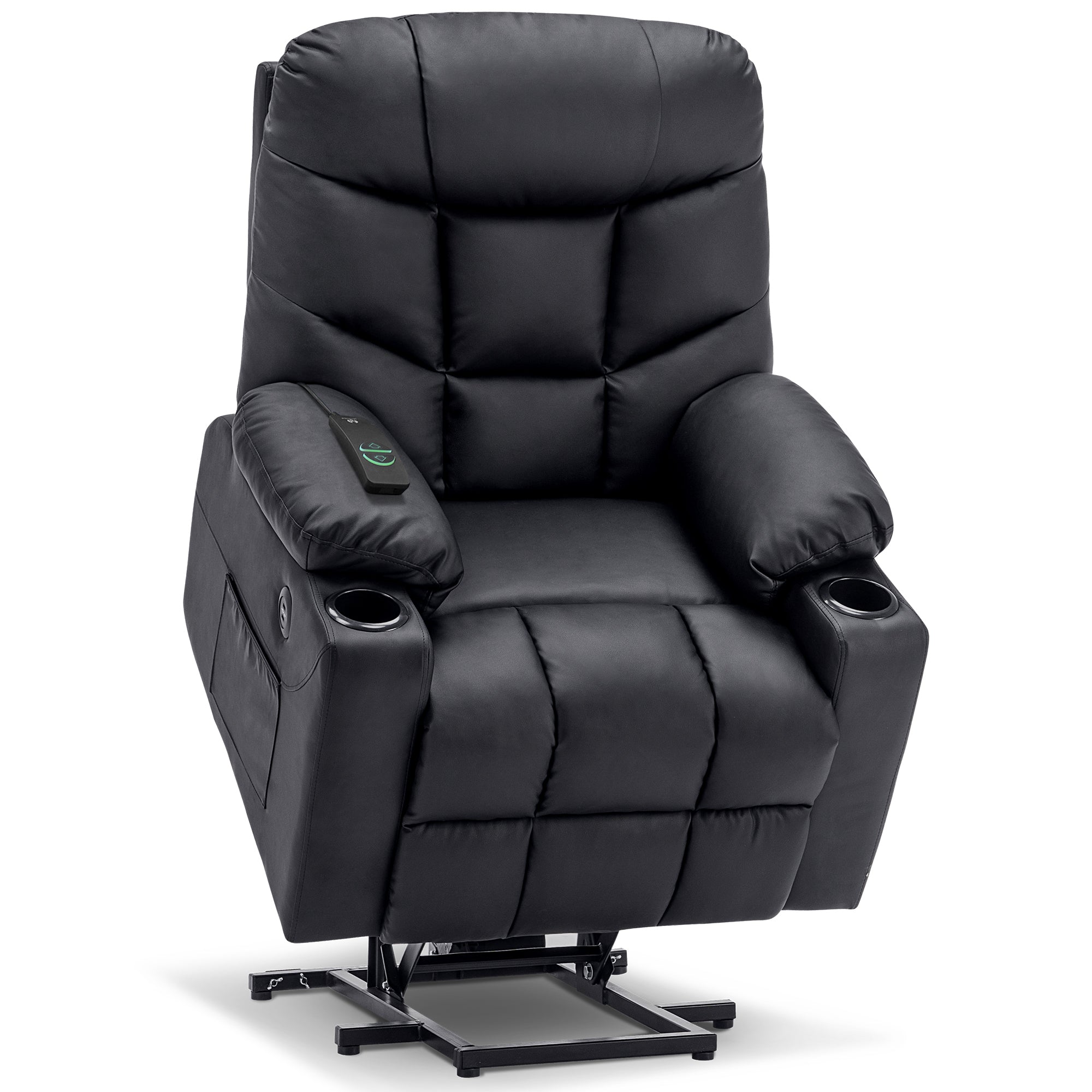 MCombo Power Lift Recliner Chair for Elderly, 3 Positions, 2 Side Pockets and Cup Holders, USB Ports, Faux Leather 7288 Series