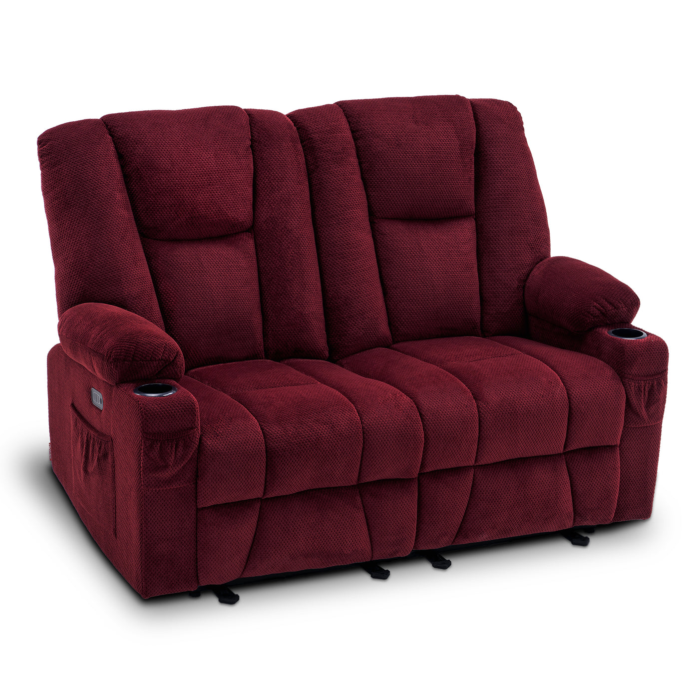 Mcombo Fabric Power Loveseat Recliner, Electric Reclining Sofa With He ...