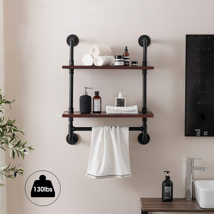 Industrial Wall Mounted Towel Holder, Black Towel Shelf, Bathroom