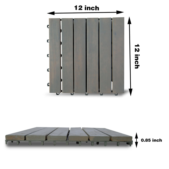 Mcombo 10Pcs Patio Wood Deck Tiles 12"x12",Outdoor Interlocking Deck Flooring Oiled Finish,Patio Paver Tiles for Outdoor,Deck Balcony and Backyard 6083-WF01/02-BK/WD