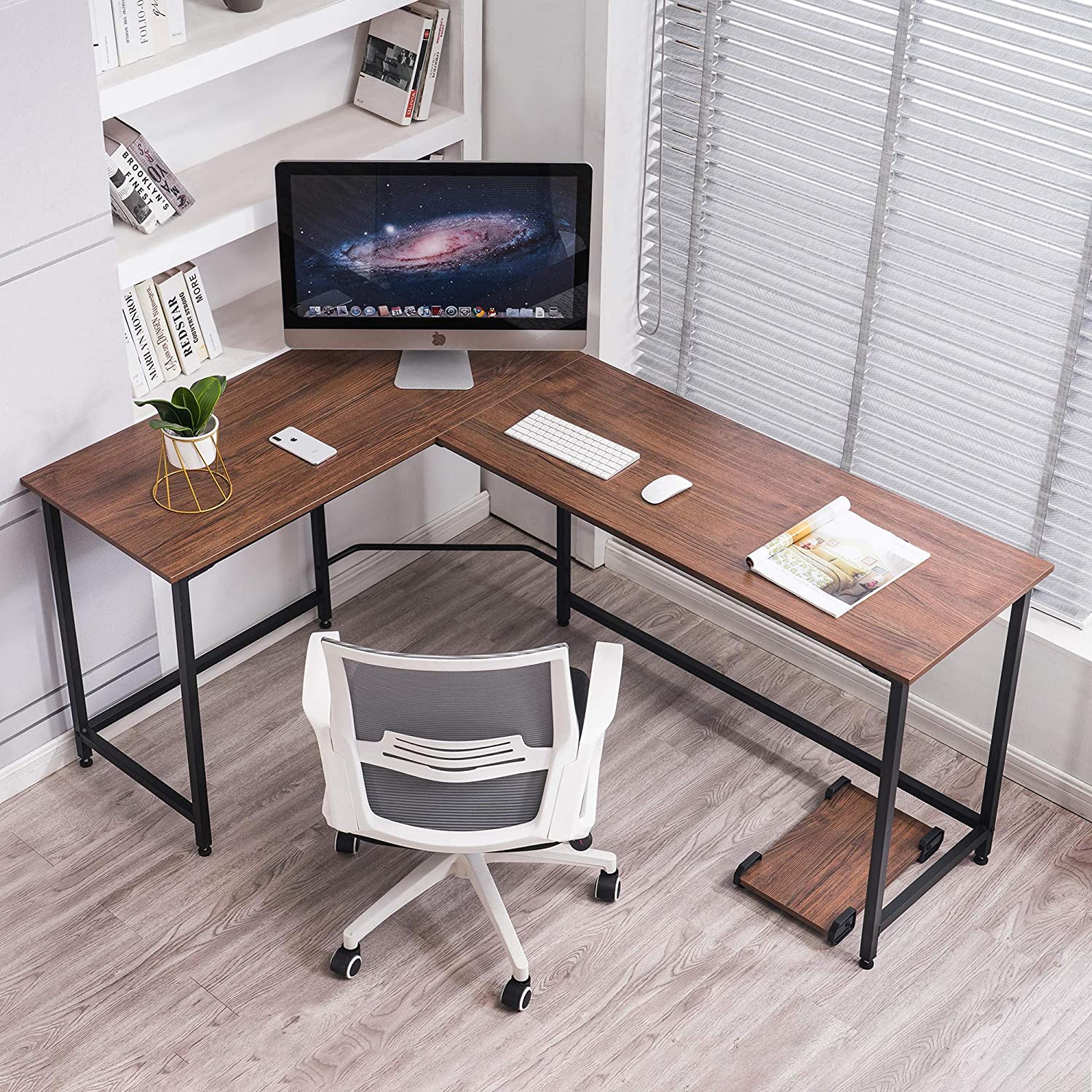 L Shaped Desk Corner Desk Gaming Desk PC Table Writing Workstation Simplest Modern Computer Desk for Home Office Small Space 6400