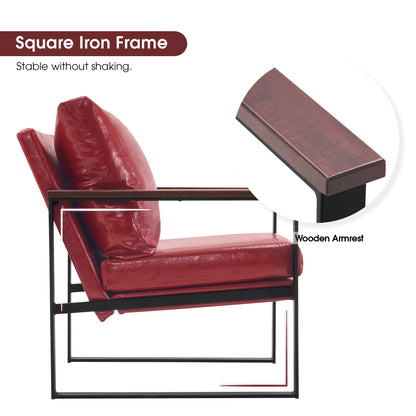 MCombo Modern Accent Chairs, Armchair with Upholstered Cushion, Faux Leather Lounge Chairs for Living Room Bedroom HQ304