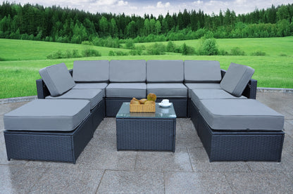 9PC Patio Wicker Furniture Sectional Set, 6085-S1009