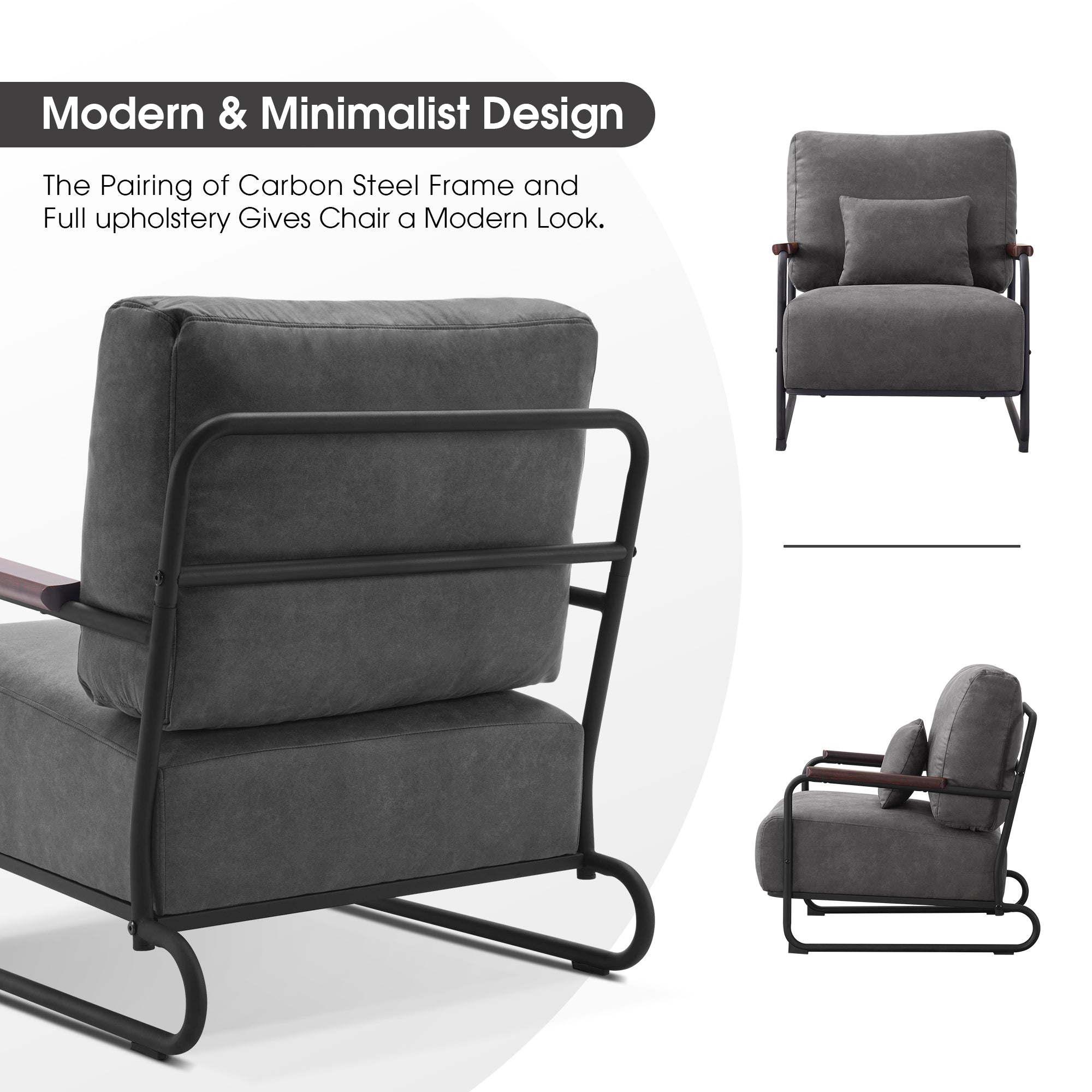 MCombo Modern Accent Chairs, Armchair with Extra-Thick Cushion, Bronzing Fabric Upholstered Lounge Sofa Chairs for Living Room Bedroom HQ102