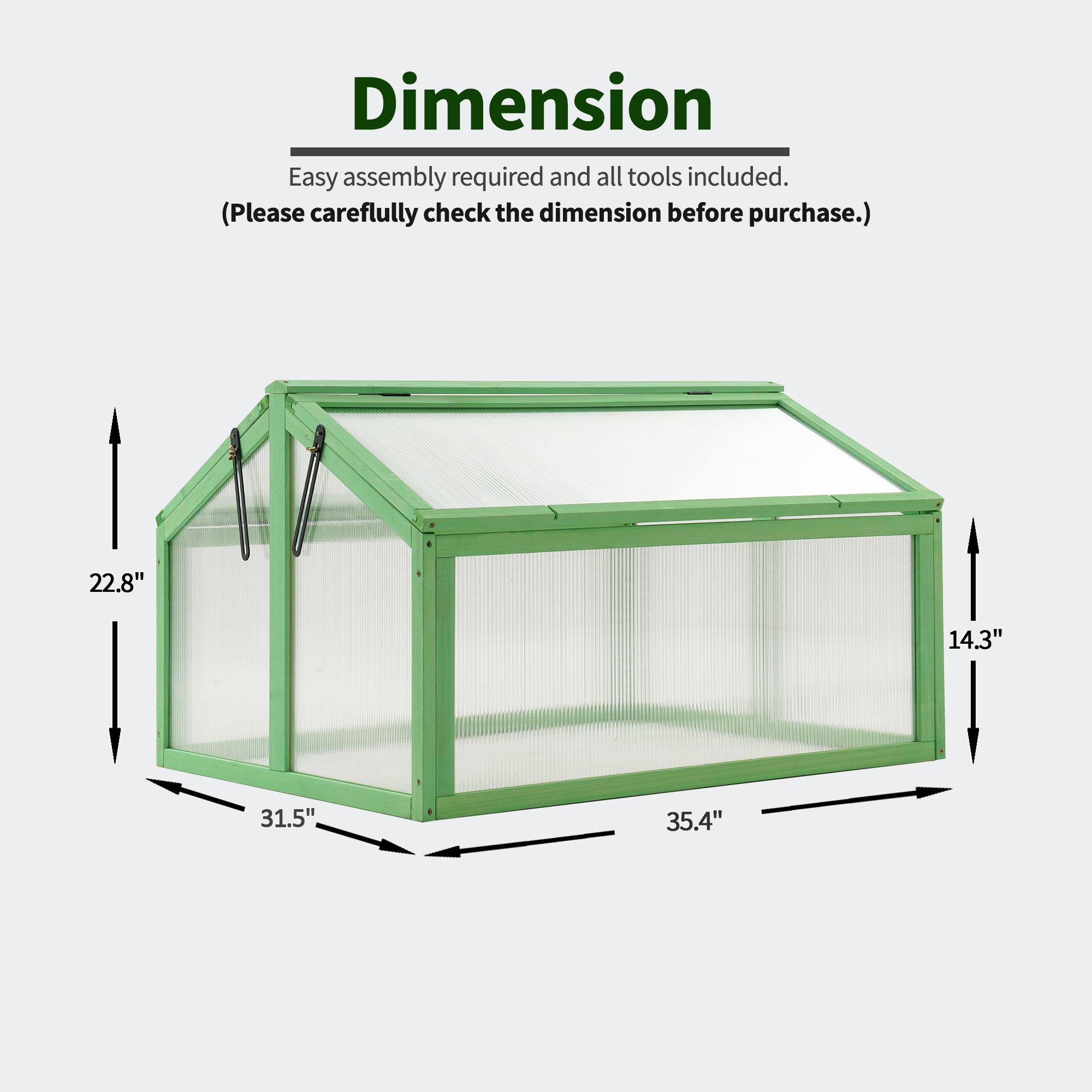 MCombo Double Box Wooden Greenhouse Cold Frame Raised Plants Bed Protection 6057-0145