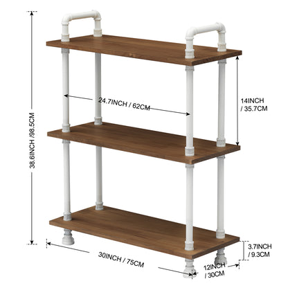 Bookshelf White Book Shelf Ladder Bookcase Tall Bookcases Industrial Bookshelves for Bedroom, Modern Wood Kids Book Shelves 3/4/5 Shelf for Small Spaces 6090-303/404/505WBR