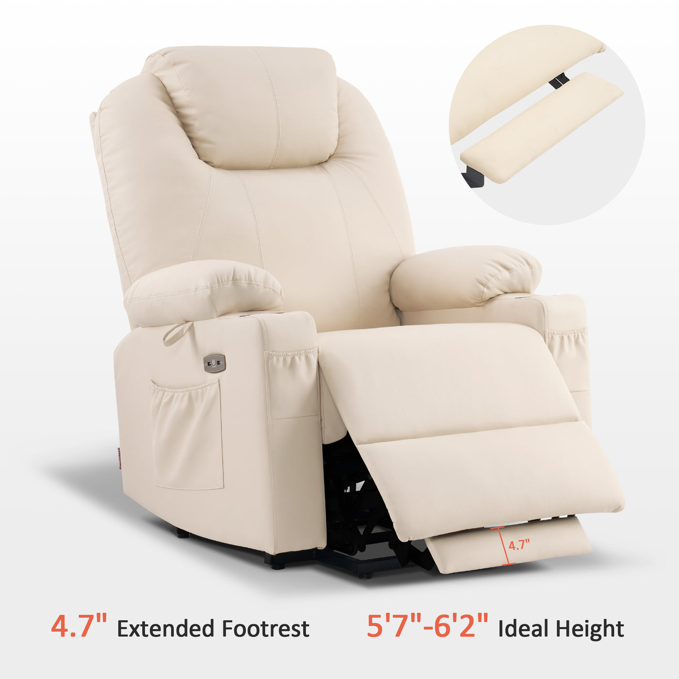 MCombo Large Dual Motor Power Lift Recliner Chair with Massage and Hea