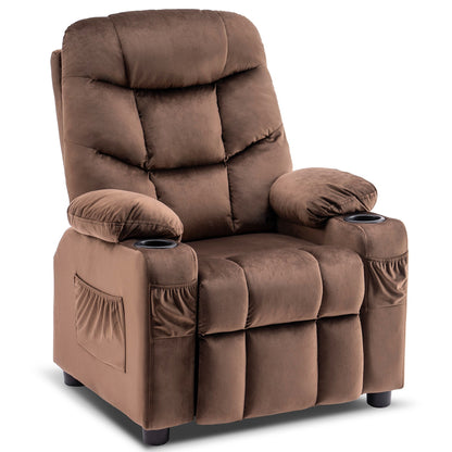 MCombo Big Kids Recliner Chair with Cup Holders for Boys and Girls Room, 2 Side Pockets, 3+ Age Group,Velvet Fabric 7355/7366