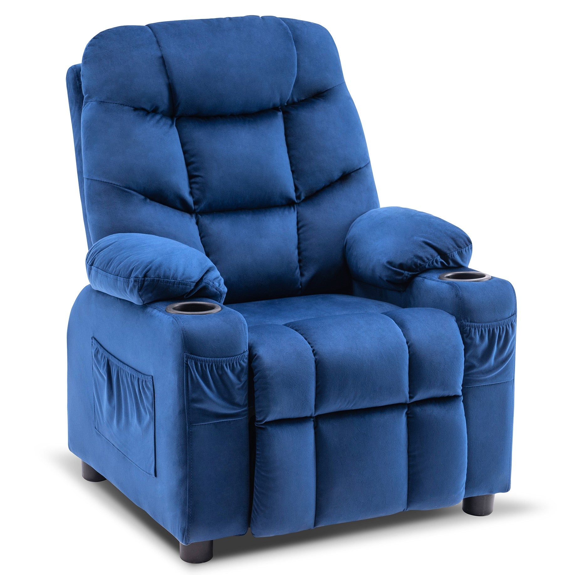 MCombo Big Kids Recliner Chair with Cup Holders for Boys and Girls Room, 2 Side Pockets, 3+ Age Group,Velvet Fabric 7355/7366