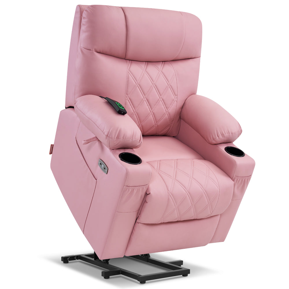 Lay Flat Recliner Lift Chairs with Airbag Lumbar Support and Heat, Massage Recliner  Chair, Electric Recliner Chair with 2 Side Pocket, 3 Presses Modem, USB and  Type-C Port, Velvet
