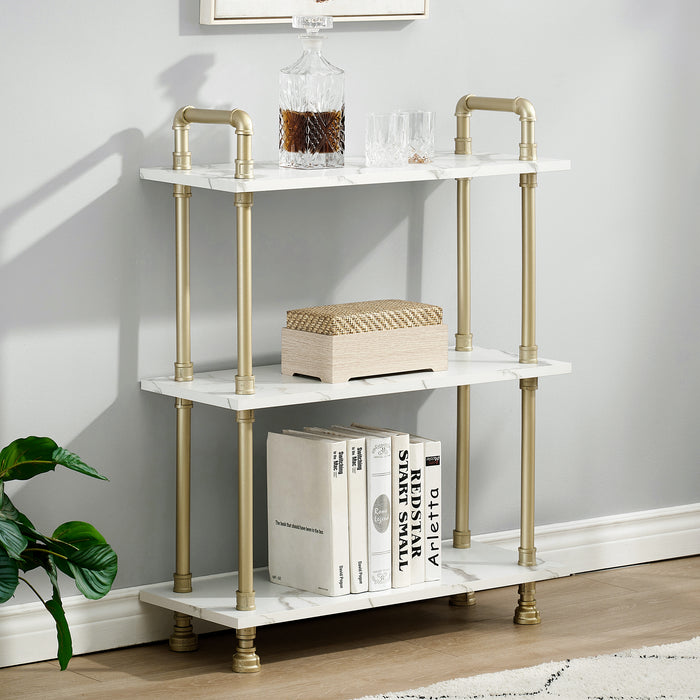 Mcombo Tier Bookshelf Tall, Open Etagere Bookcase with Metal Frame