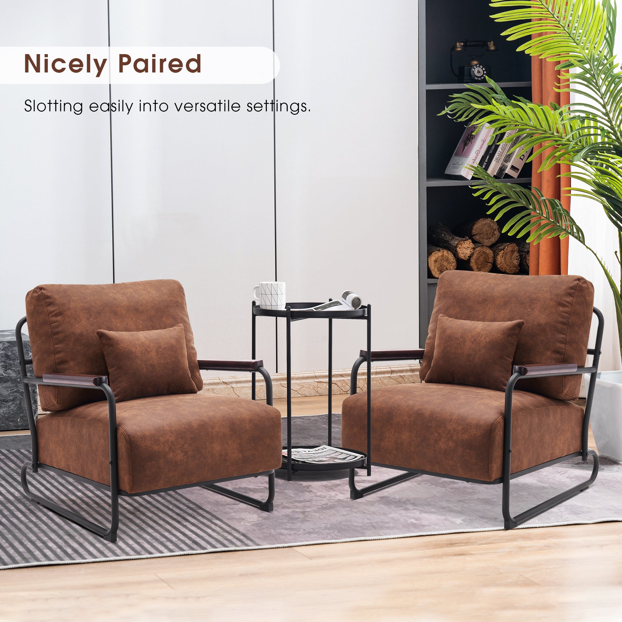 MCombo Modern Accent Chairs, Armchair with Extra-Thick Cushion, Bronzing Fabric Upholstered Lounge Sofa Chairs for Living Room Bedroom HQ102