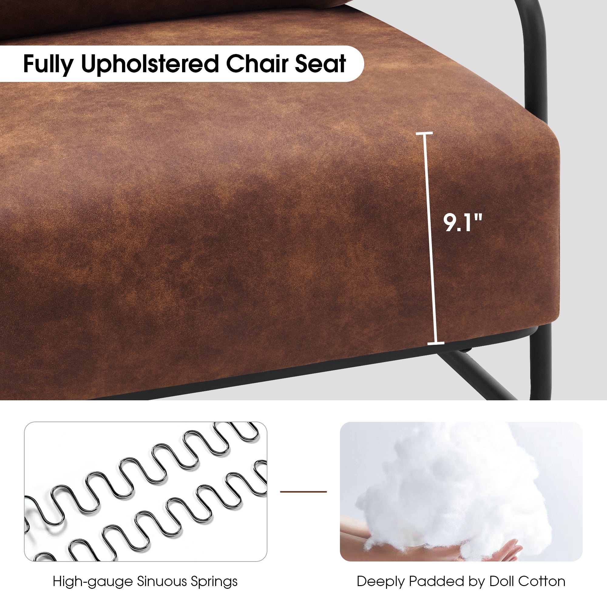 MCombo Modern Accent Chairs, Armchair with Extra-Thick Cushion, Bronzing Fabric Upholstered Lounge Sofa Chairs for Living Room Bedroom HQ102