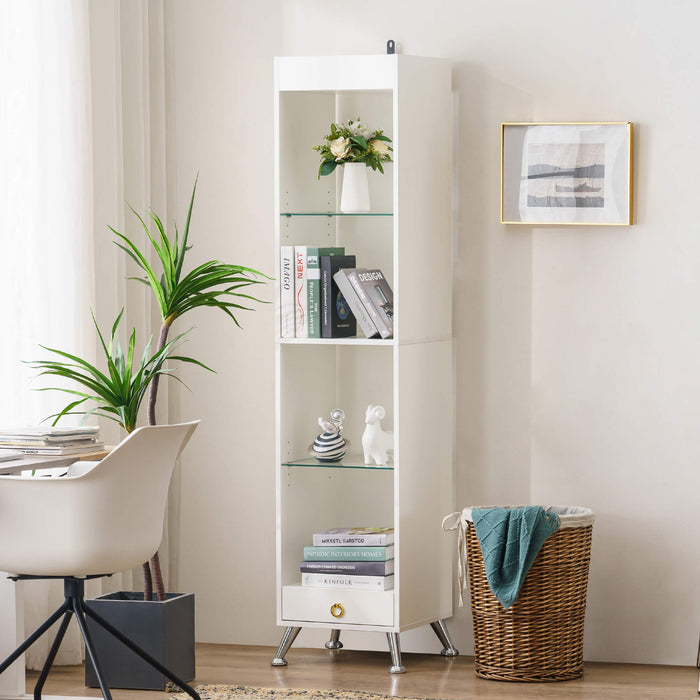 BEWISHOME 3 Tier Bookshelf Open Organizer, White Small Bookshelf for Small  Spaces, Modern Wooden Storage Bookcase with Gold Metal Frame for Bedroom