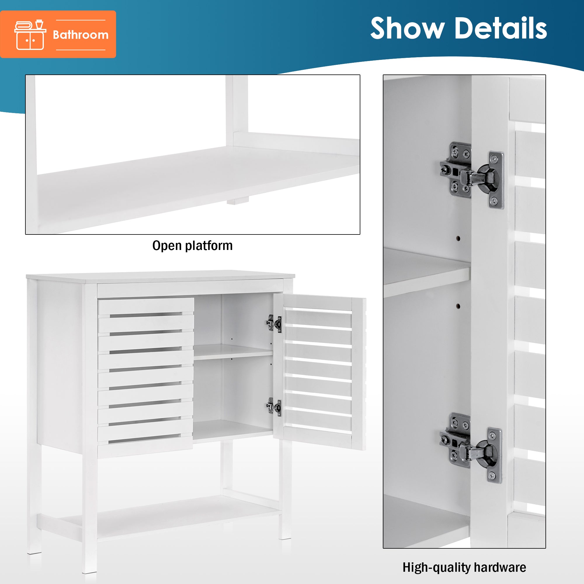 White Free Standing Bathroom Storage Organizer Cabinet (6700-BT05W)