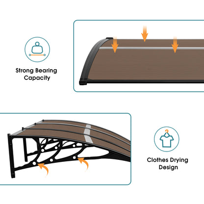 MCombo 40"×40", 40"×80" ,or 40"×120" Window Awning Outdoor Polycarbonate Front Door Patio Cover Garden Canopy 6055-4040/4080/4012