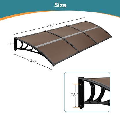 MCombo 40"×40", 40"×80" ,or 40"×120" Window Awning Outdoor Polycarbonate Front Door Patio Cover Garden Canopy 6055-4040/4080/4012