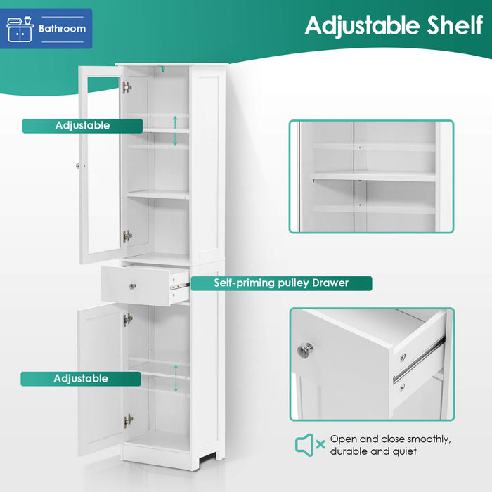 Tall Storage Cabinet with 3 Drawers and Adjustable Shelf, Freestanding  Bathroom Cabinet for Bathroom, Office