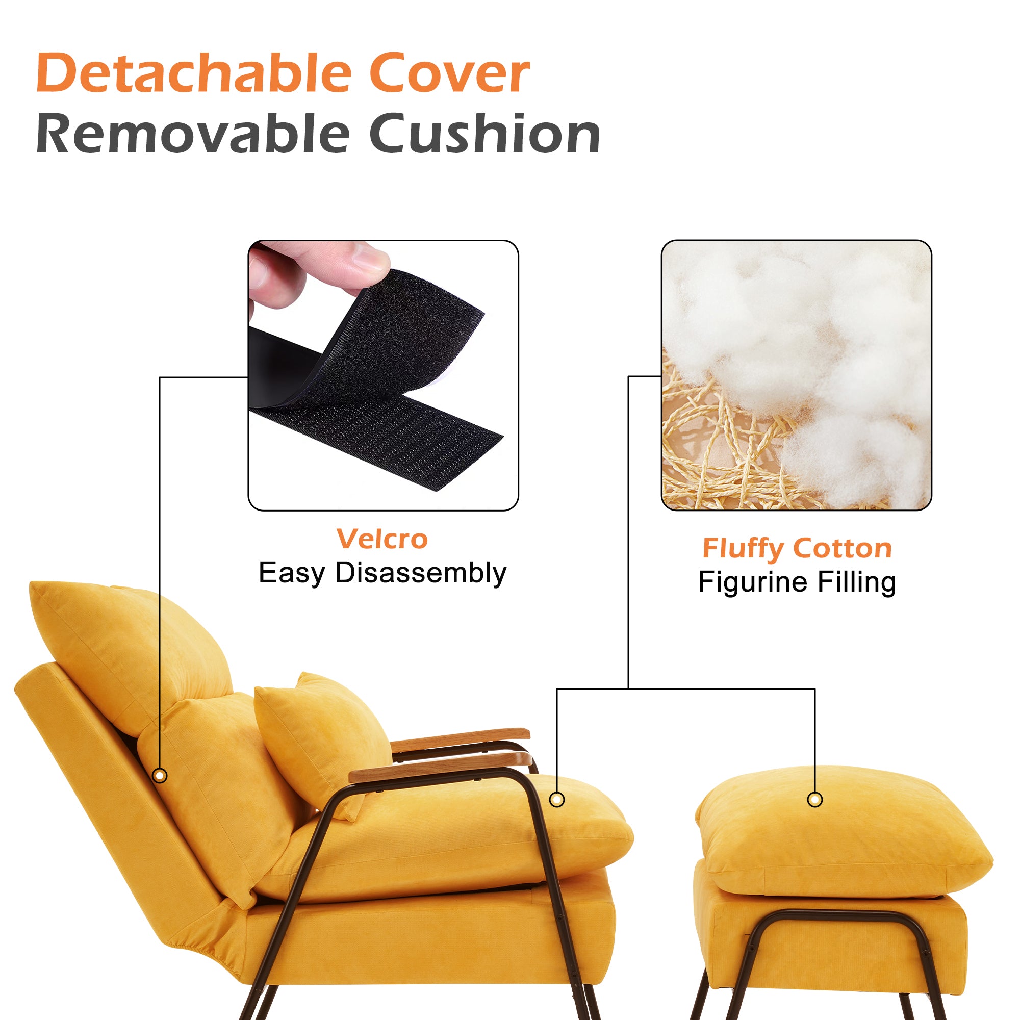 MCombo Accent Recliner Chair with Ottoman, Fabric Couch Bed Chair, Armchair Club Chair, Adjustable Backrest and Headrest, for Living Room Bedroom Office 4055/4058/4059