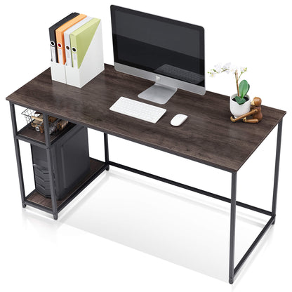 Mcombo Computer Desk with Shelves, Office Desk for Living Room,Small Desk with Storage Space 6090-WHALE