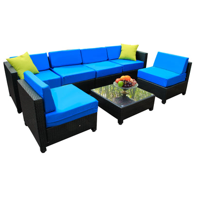 7PC Patio Rattan Wicker Furniture Sectional Sofa, 1007