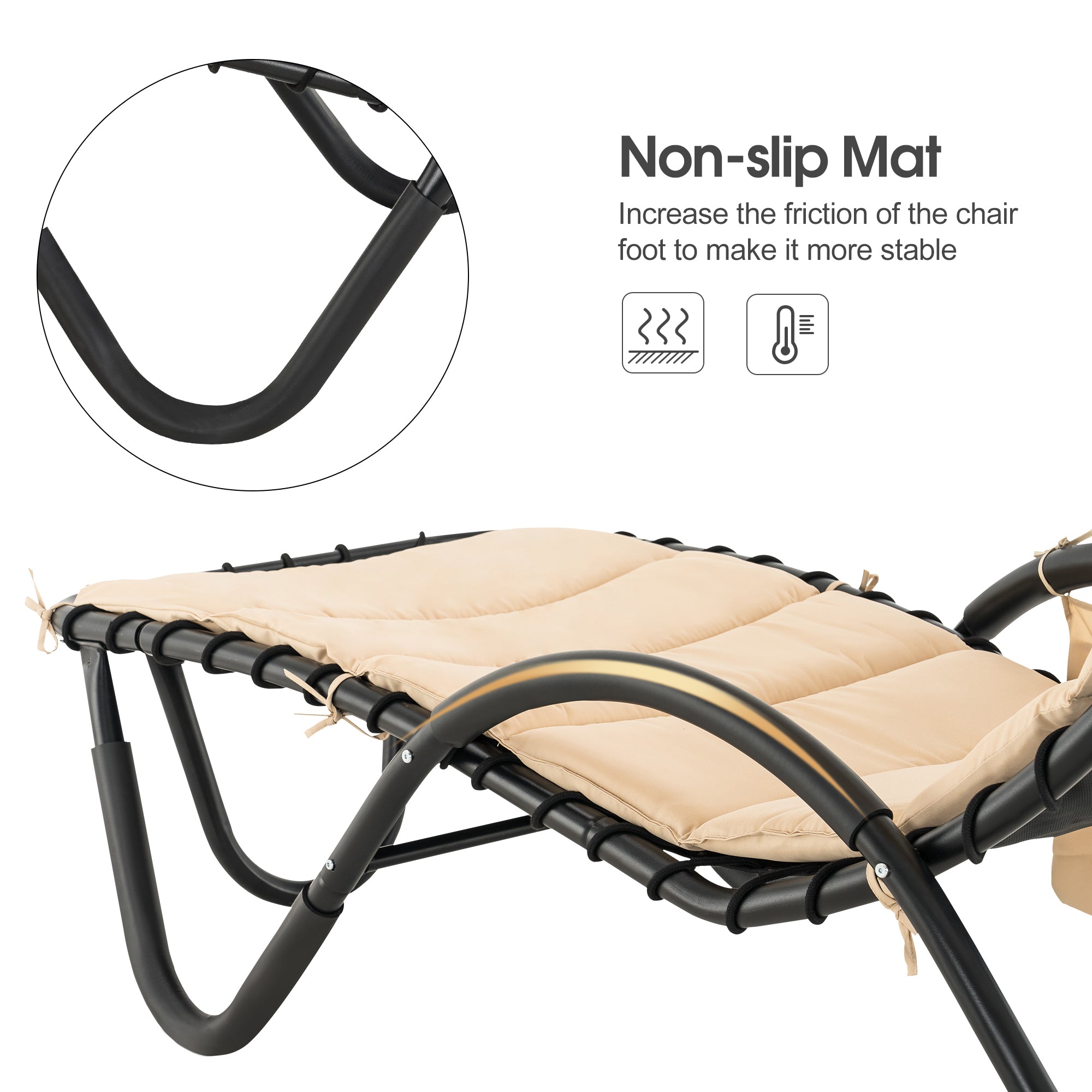 Mcombo Outdoor Chaise Lounge Chair w/Adjustable Canopy, Adjustable Cushioned Reclining Chair w/Side Pocket and Arc Stand, Sun Lounger for Beach Poolside Backyard Balcony Porch, 4097