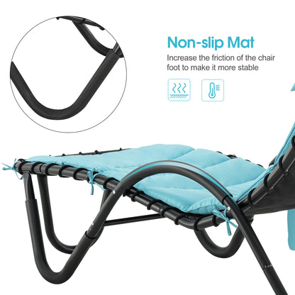 Mcombo Outdoor Chaise Lounge Chair w/Adjustable Canopy, Adjustable Cushioned Reclining Chair w/Side Pocket and Arc Stand, Sun Lounger for Beach Poolside Backyard Balcony Porch, 4097