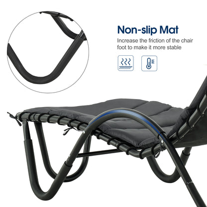 Mcombo Outdoor Chaise Lounge Chair w/Adjustable Canopy, Adjustable Cushioned Reclining Chair w/Side Pocket and Arc Stand, Sun Lounger for Beach Poolside Backyard Balcony Porch, 4097