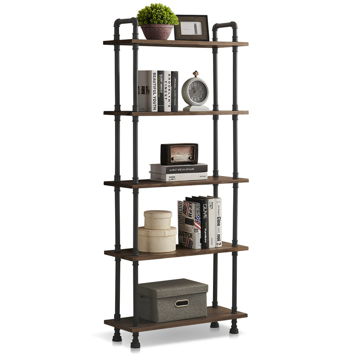 Mcombo 5 Tier Bookshelf Tall, Open Etagere Bookcase with Metal