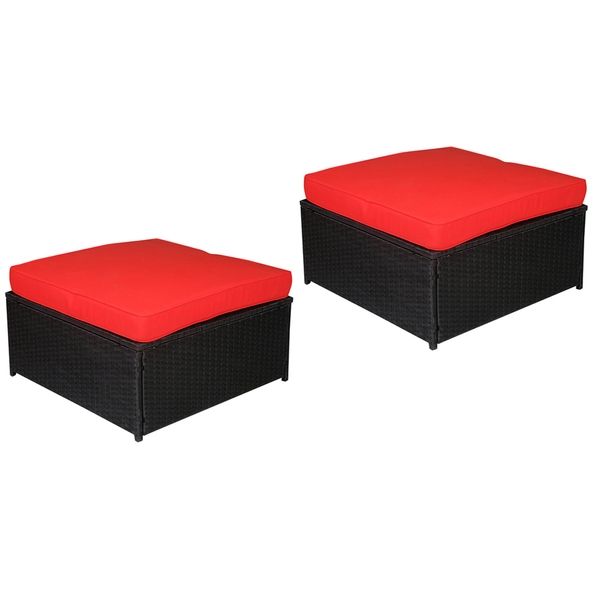 mcombo Black Wicker Sofa Patio Sectional Outdoor Furniture Chair Conversation Set 6088-2006OT-2