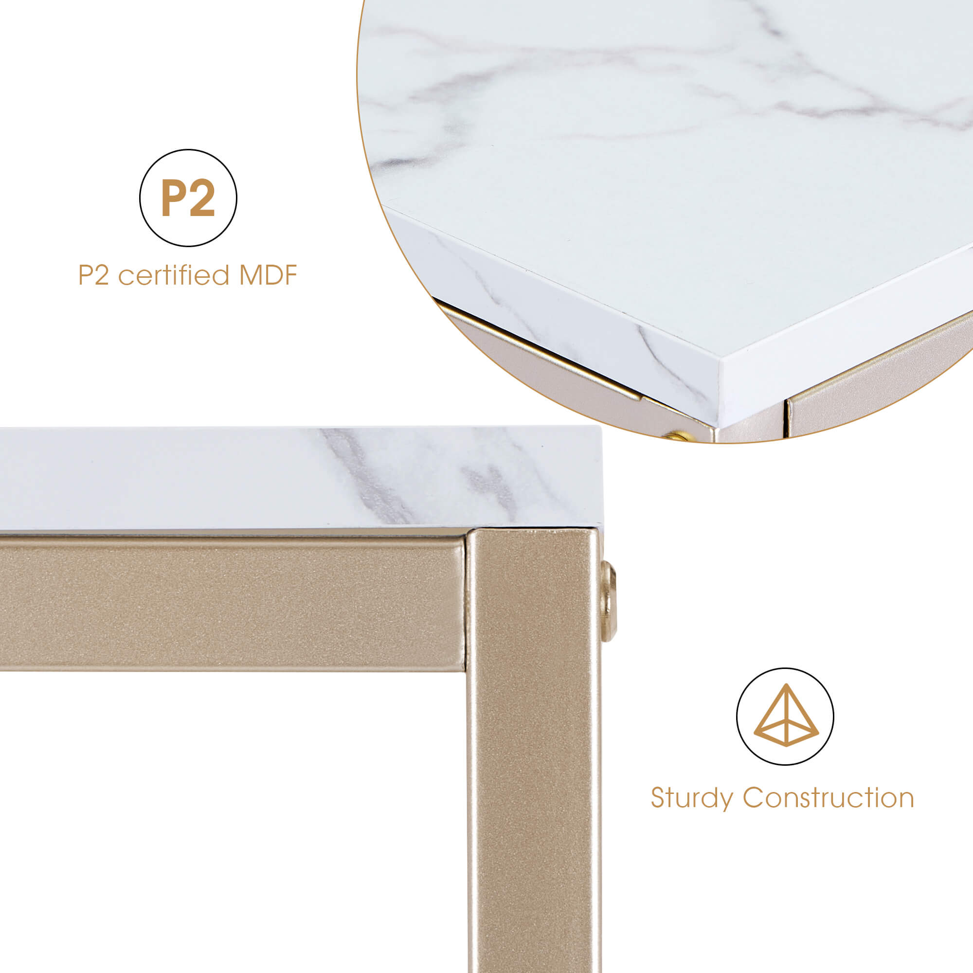 Console Table with Storage, White Entryway Table with Shelves, Gold Small Table Sofa Tables for Living Room, Hallway,Narrow Accent Table Buffet Table with Faux Marble Veneer 6090-Sage-90Gold