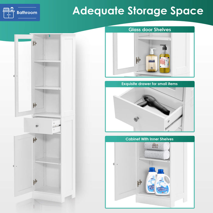 Bathroom Storage Corner Floor Standing Cabinet with Doors and