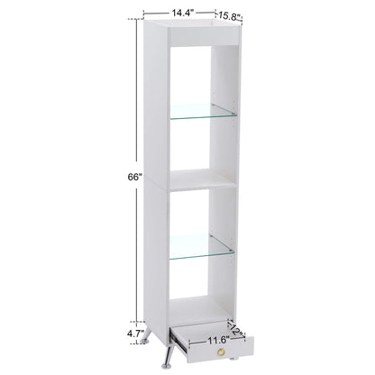 Mcombo tall bookshelf for small spaces, narrow bookcase with adjustable display shelf Seal Brown or Matte White 6090-BS807